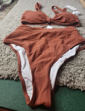 Women's Cupshe Bikini high waisted - Brown - Large